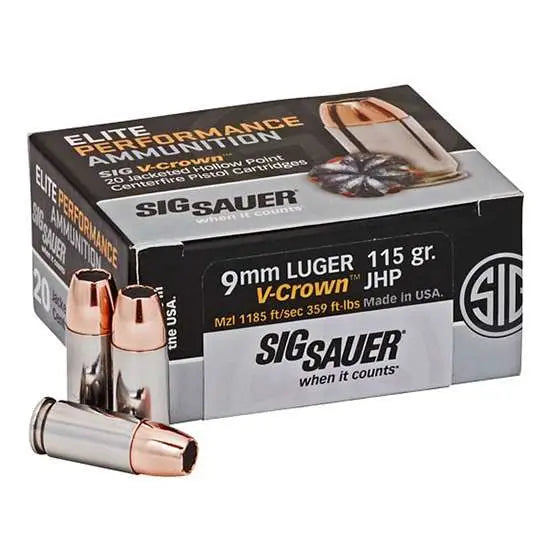 SIG SAUER V-CROWN 365 9MM 115GR ELTE VCRWN 20RD BX 200RD CASE