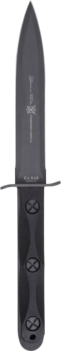 Ka-Bar EK44 Ek Model 4 6.63" Fixed Double Edge Spear Point Plain Stonewashed 1095 Cro-Van Blade, Black GRN Handle, Inclu