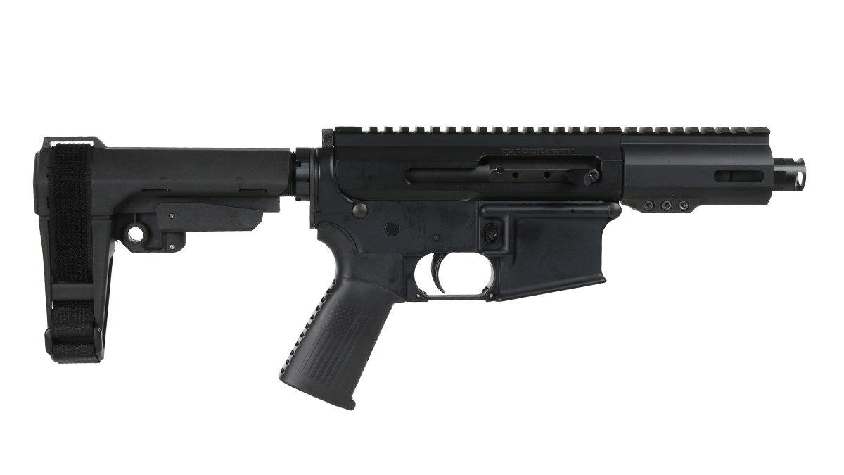 BC-15 | .338 ARC Right Side Charging Complete Pistol w/ Micro Flash Hider & Pistol Brace | 4.5" Parkerized Heavy Barrel | 1:8 Twist | Forged Lower | Micropistol Length Gas System | MLOK Split Rail