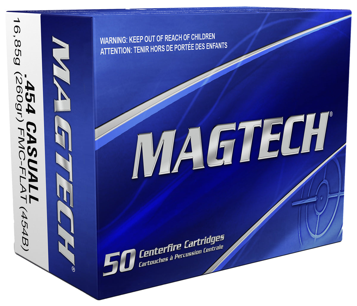 Magtech 454B Range/Training  454Casull 260gr Full Metal Jacket Flat Nose 20 Per Box/50 Case