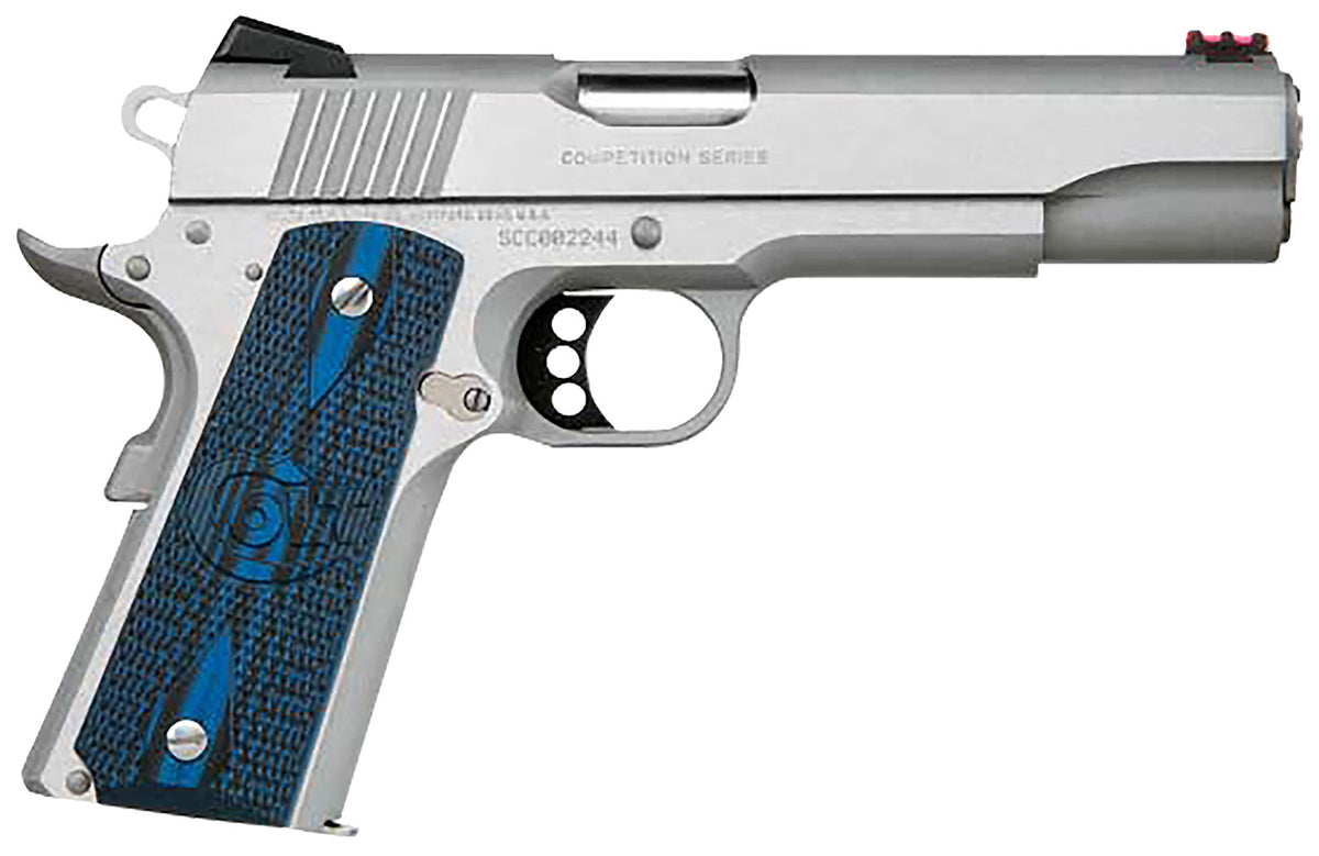 Colt Mfg O1072CCS Competition Government 9mm Luger 9+1 5" Stainless National Match Barrel, Stainless Steel Serrated Slid