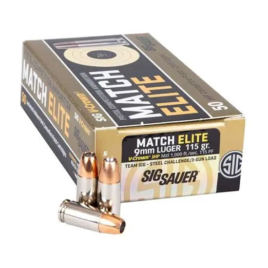 SIG SAUER V-CROWN 9MM 115GR ELITE COMPETITION 50RD BX