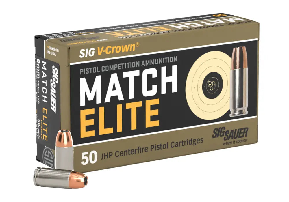SIG SAUER V-CROWN 9MM 115GR ELITE COMPETITION 50RD BX