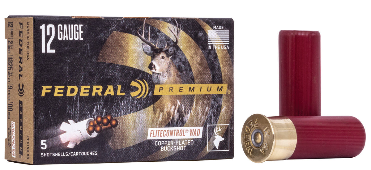 Federal PFC15400 Premium Vital-Shok 12Gauge 2.75" 9Pellets 00BuckShot 5 Per Box/50 Case