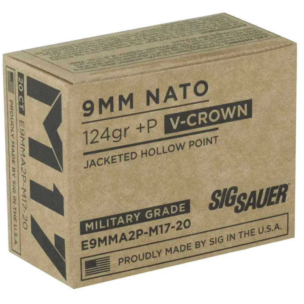 SIG SAUER M17 VCROWN 9MM 124GR JHP 20RD BX 200RD CASE