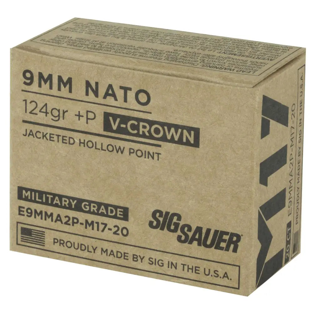 SIG SAUER M17 VCROWN 9MM 124GR JHP 20RD BX 200RD CASE