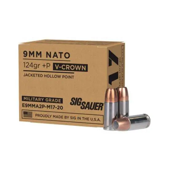 SIG SAUER M17 VCROWN 9MM 124GR JHP 20RD BX 200RD CASE