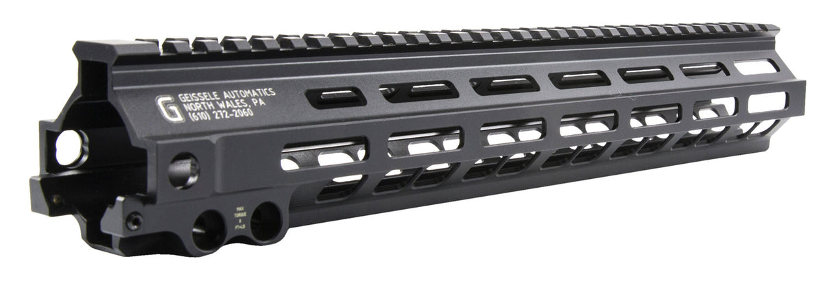 Geissele Automatics 05285B MK8 Super Modular Rail 13.50" M-LOK Style Made of 6061-T6 Aluminum with Black Anodized Finish
