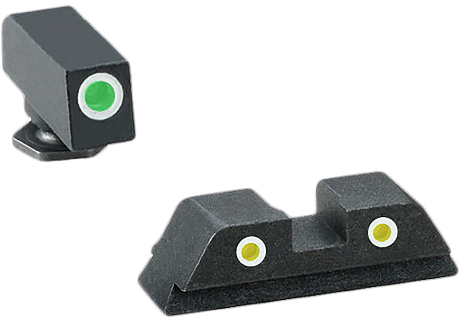 AmeriGlo GL115 Classic Tritium Sight Set for Glock  Green Tritium White Outline Front Sight-Yellow Tritium White Outline