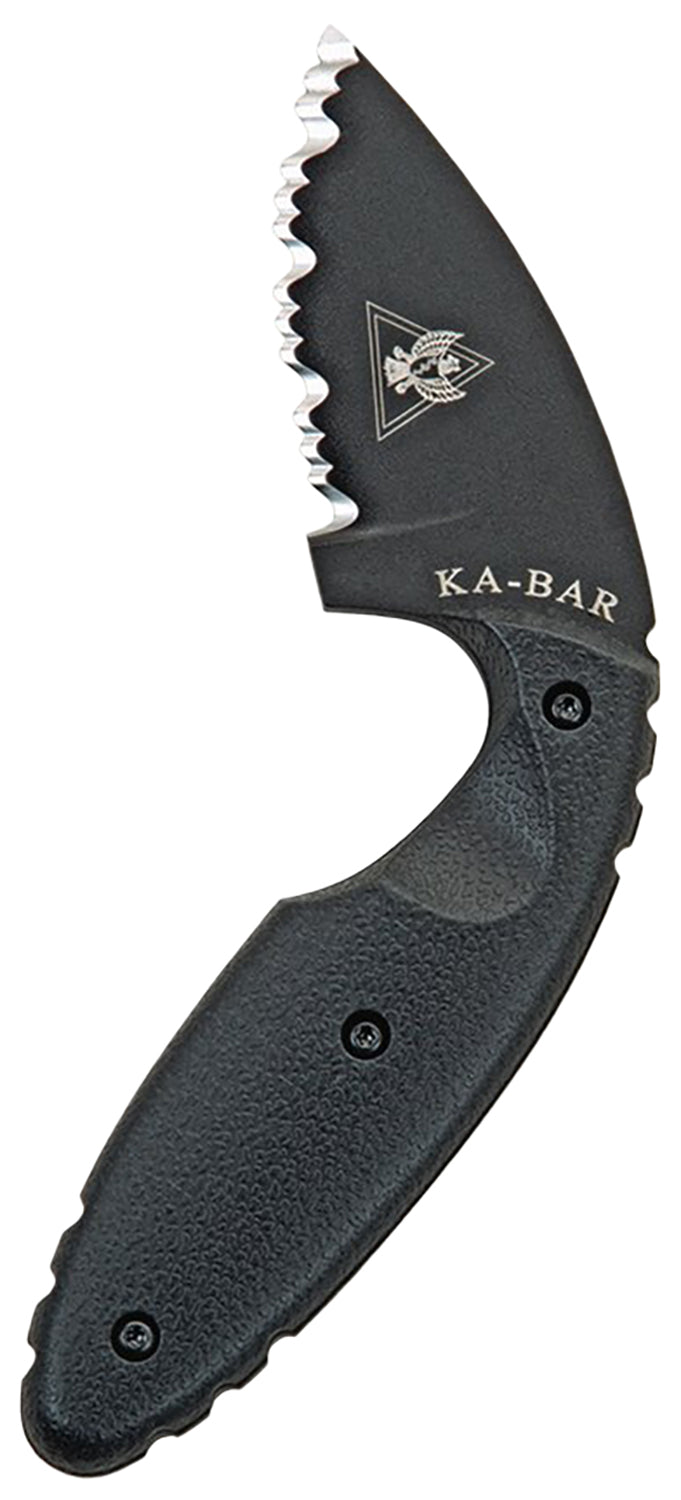 Ka-Bar 1481 TDI Law Enforcement 2.31" Fixed Drop Point Serrated Black AUS-8A SS Blade, Black Zytel Handle, Includes Belt