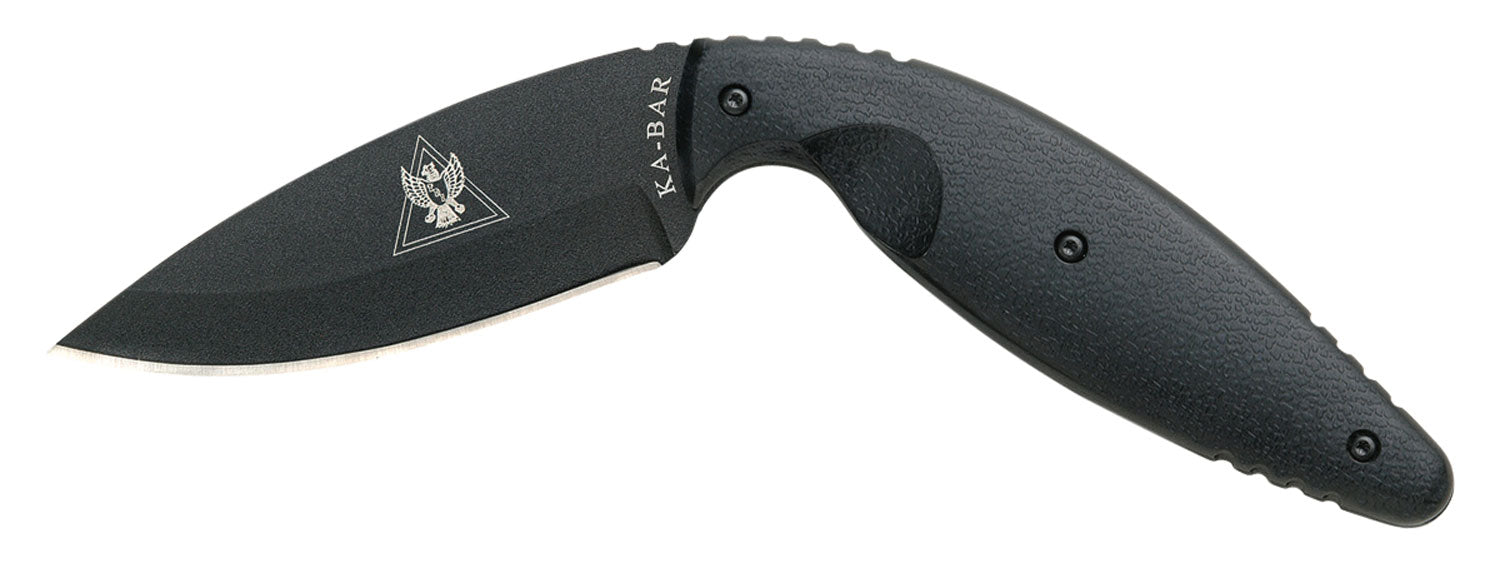 Ka-Bar 1482 TDI Law Enforcement Large 3.69" Fixed Drop Point Plain Black AUS-8A SS Blade, Black Zytel Handle, Includes B