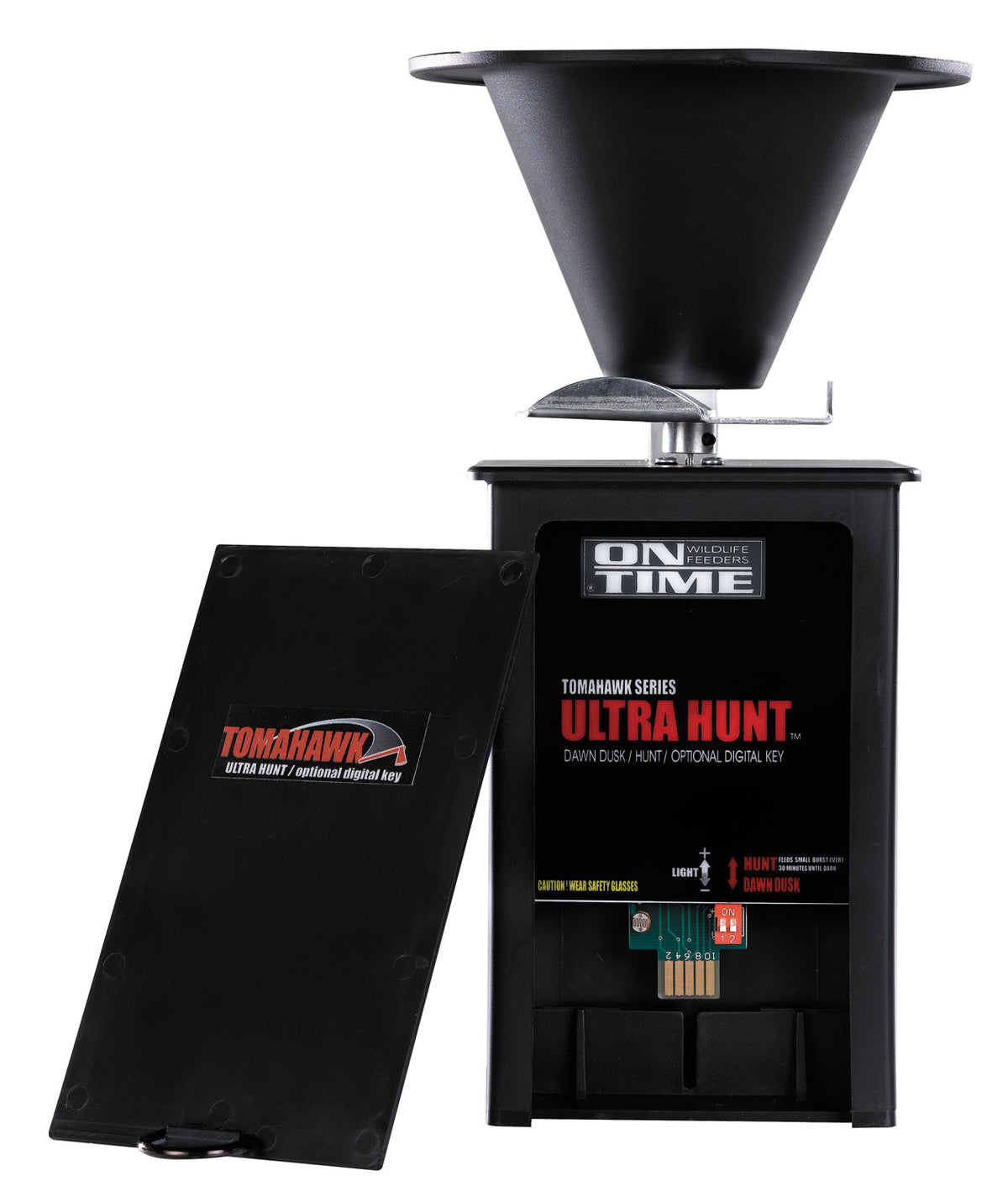 On Time 43005 Tomahawk Ultra Hunt Feeder Black Waterproof High-Impact Composite, Heavy Duty Motor, Dawn-Dusk Mode Operat