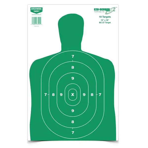 B/C TARGET EZE-SCORER 12"x18" BC27 GREEN PAPER 100/PK