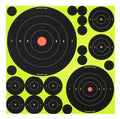 Birchwood Casey 34018 Shoot-N-C Reactive Target Variety Pack Self-Adhesive Paper Black/Yellow Bullseye 50 Pack