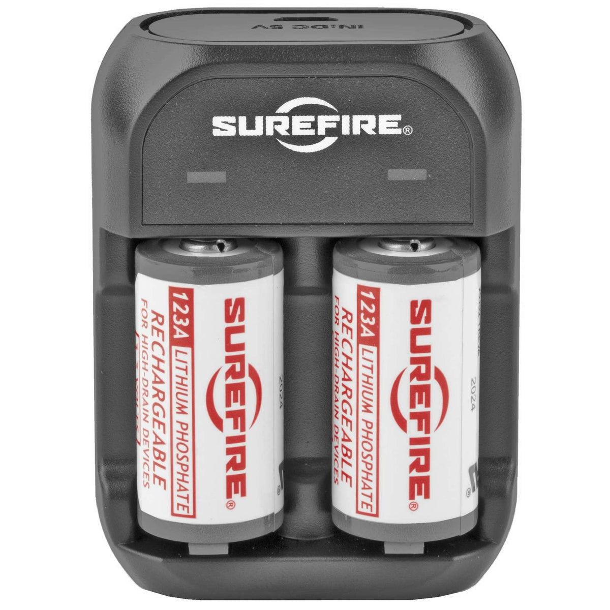 SUREFIRE 2X LFP123 LIFEPO4 RECHARGEABLE CELLS + CHARGER