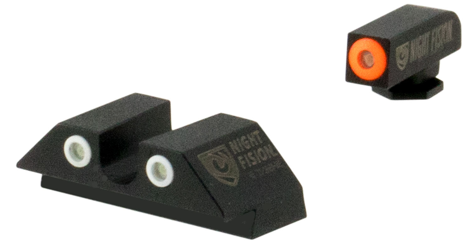 Night Fision GLK001007OGZ Tritium Night Sights For Glock  Green Tritium Orange Outline Front Sight- Green Tritium Black 