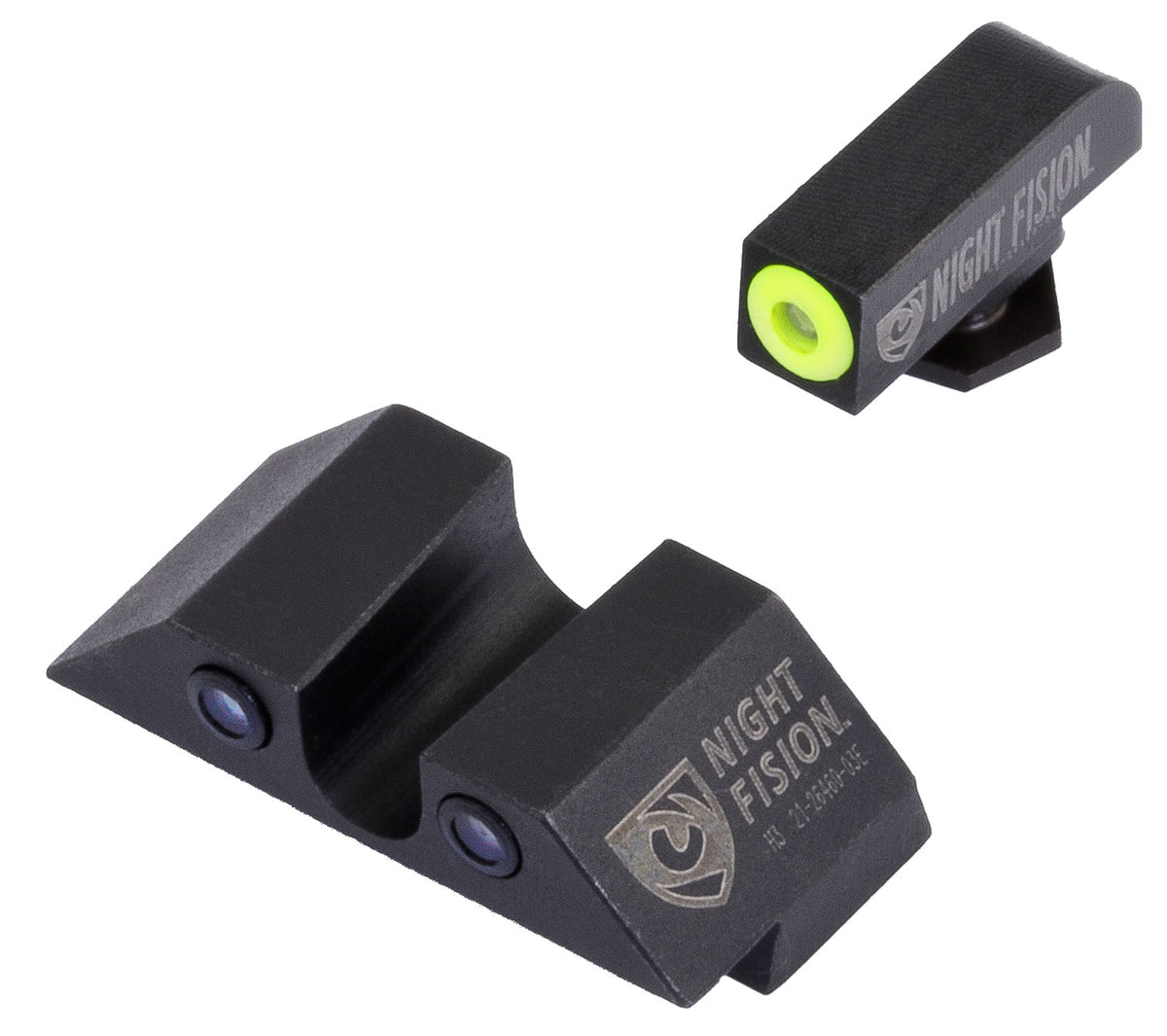 Night Fision GLK001007YGZ Tritium Night Sights For Glock  Green Tritium Yellow Outline Front Sight- Green Tritium Black 