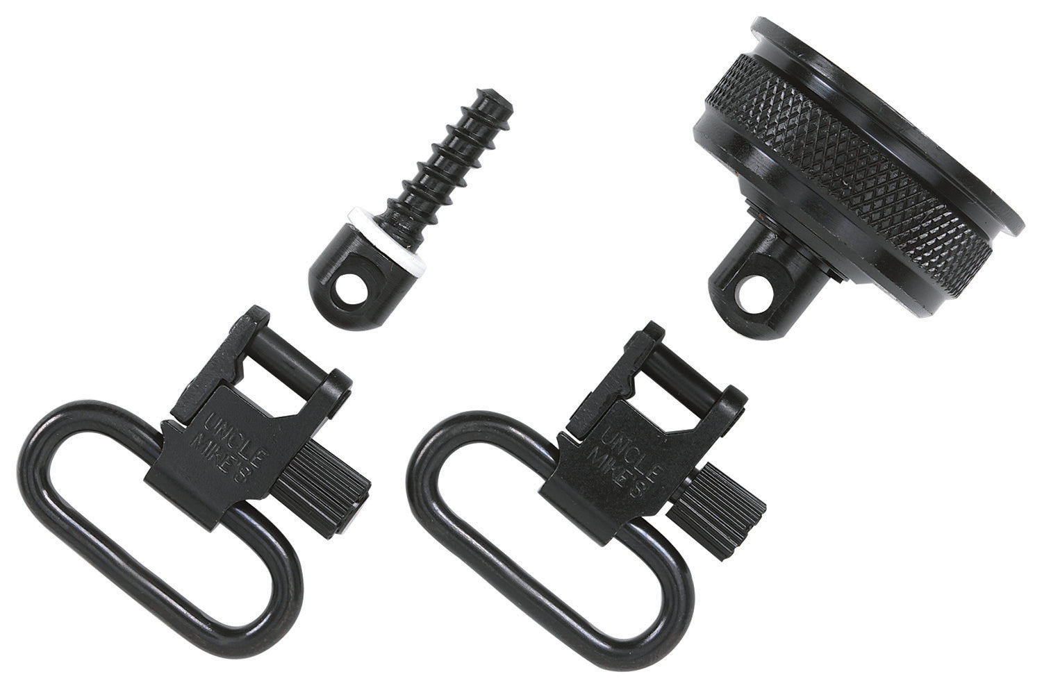Uncle Mike's 18032 Mag Cap Swivel Set made of Steel with Blued Finish, 1" Loop Size & Quick Detach Style for 12 Gauge Re