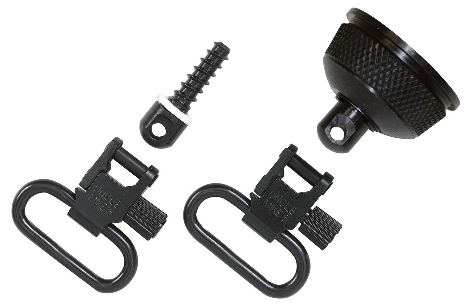 Uncle Mike's 18002 Mag Cap Swivel Set made of Steel with Blued Finish, 1" Loop Size & Quick Detach Style for 12 Gauge Re