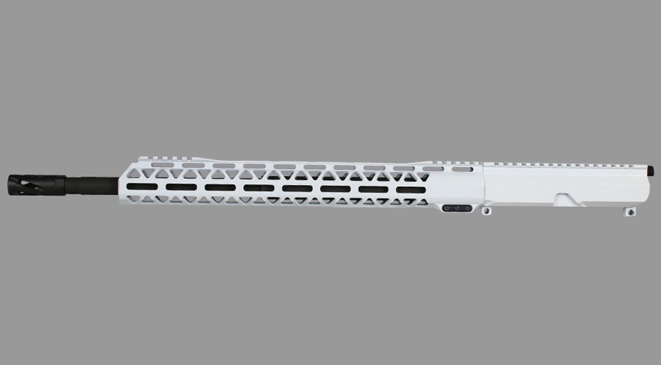 BC-15 .450 Bushmaster Stormtrooper White Cerakote Side Charging Complete Upper Assembly, 18" Parkerized Heavy Barrel, 1:24 Twist, Mid Length Length Gas System, 15" M-LOK Rail