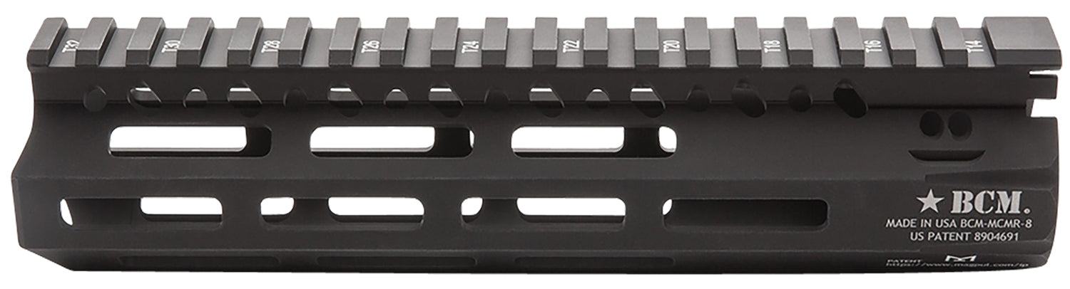 BCM MCMR8556BLK BCMGunfighter MCMR 8" M-LOK, Free-Floating Style Made of Aluminum with Black Anodized Finish for AR-Plat