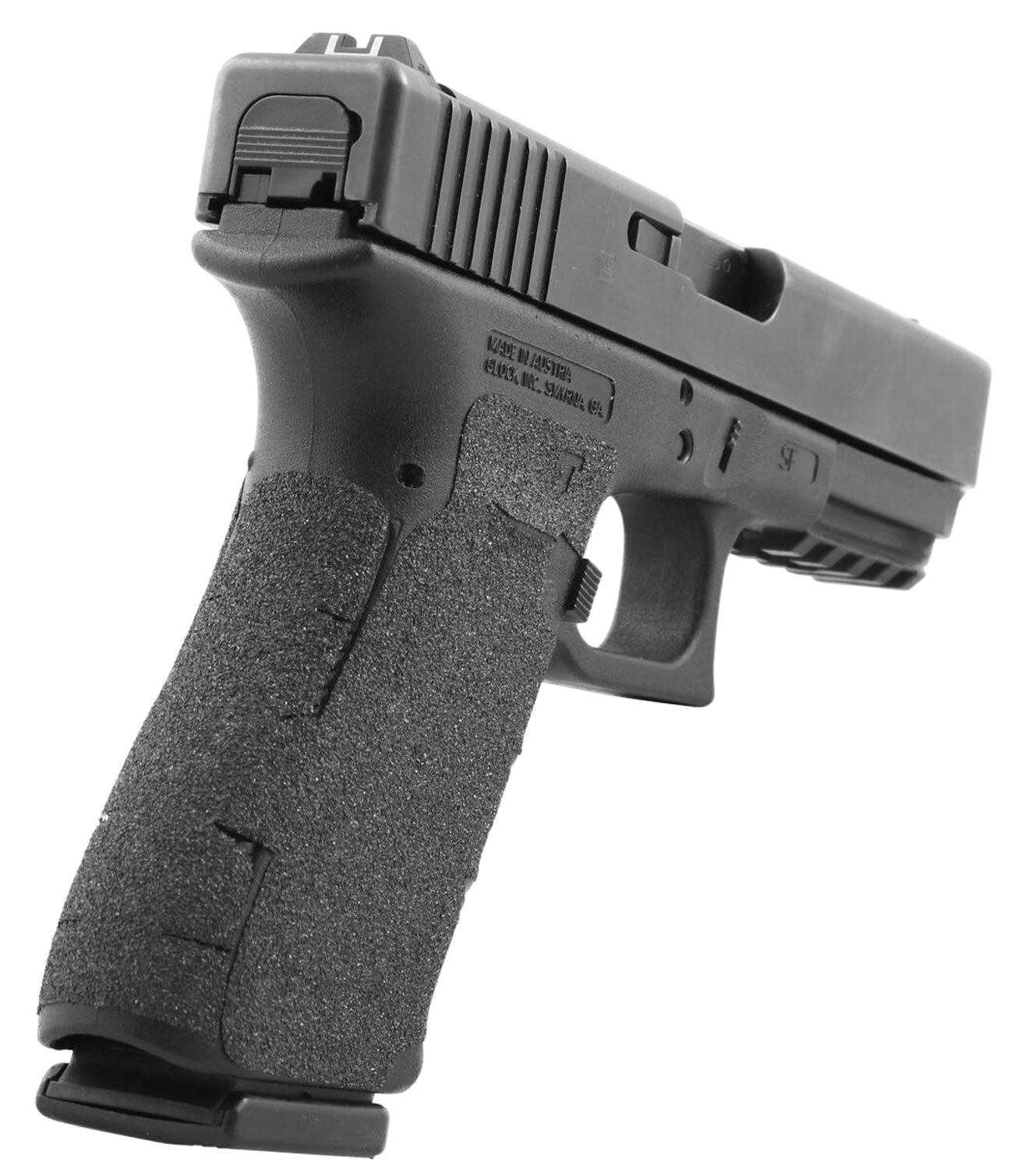 Talon Grips 381G Adhesive Grip  Compatible w/Glock 17/19x/22/24/31/34/35/37/45/47 Gen5 w/Large Backstrap, Black Textured