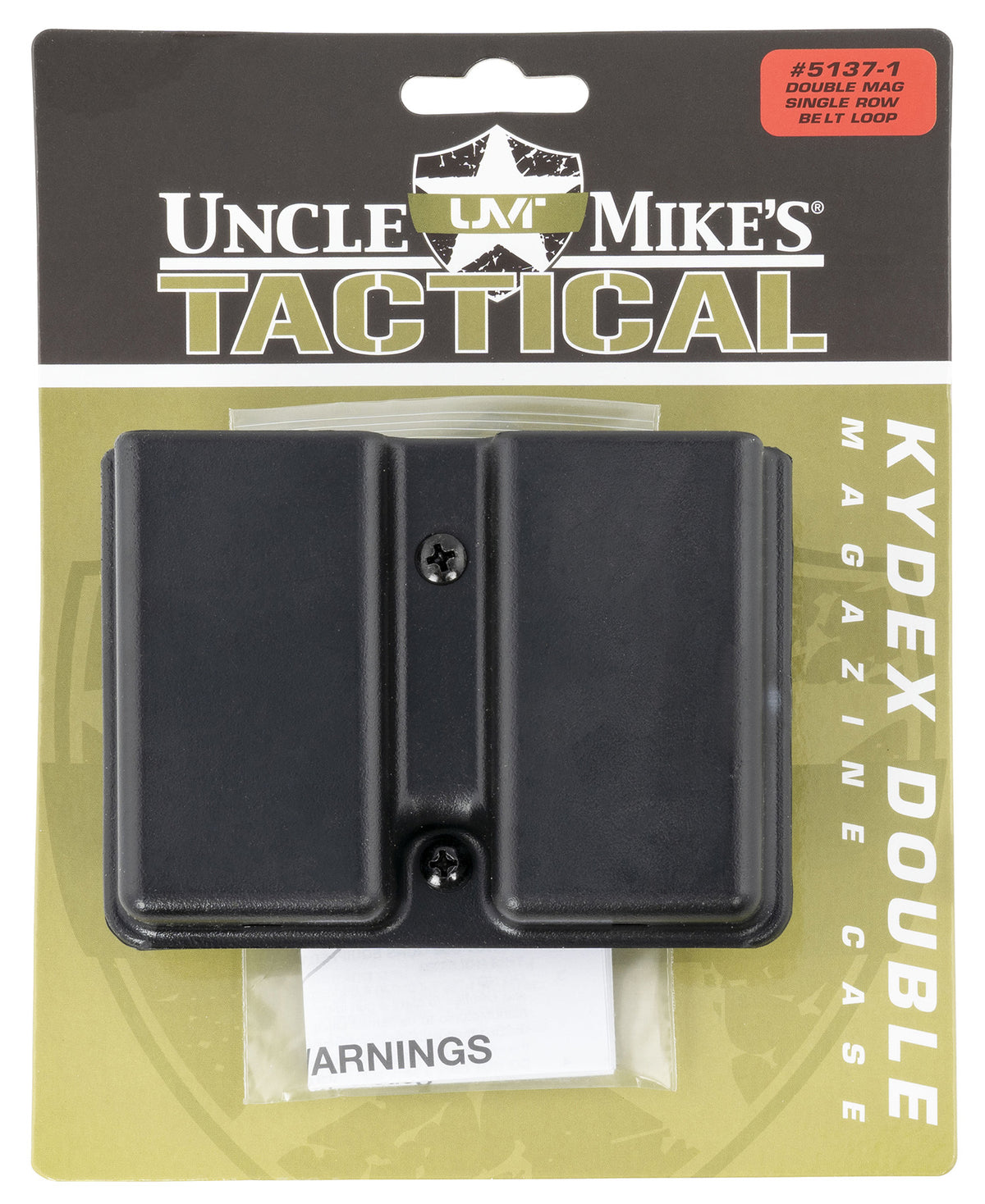 Uncle Mike's 51371 Kydex Double Mag Case Black Kydek, Belt Clip Mount Fits Belts Up To 1.75", Compatible With Single Sta