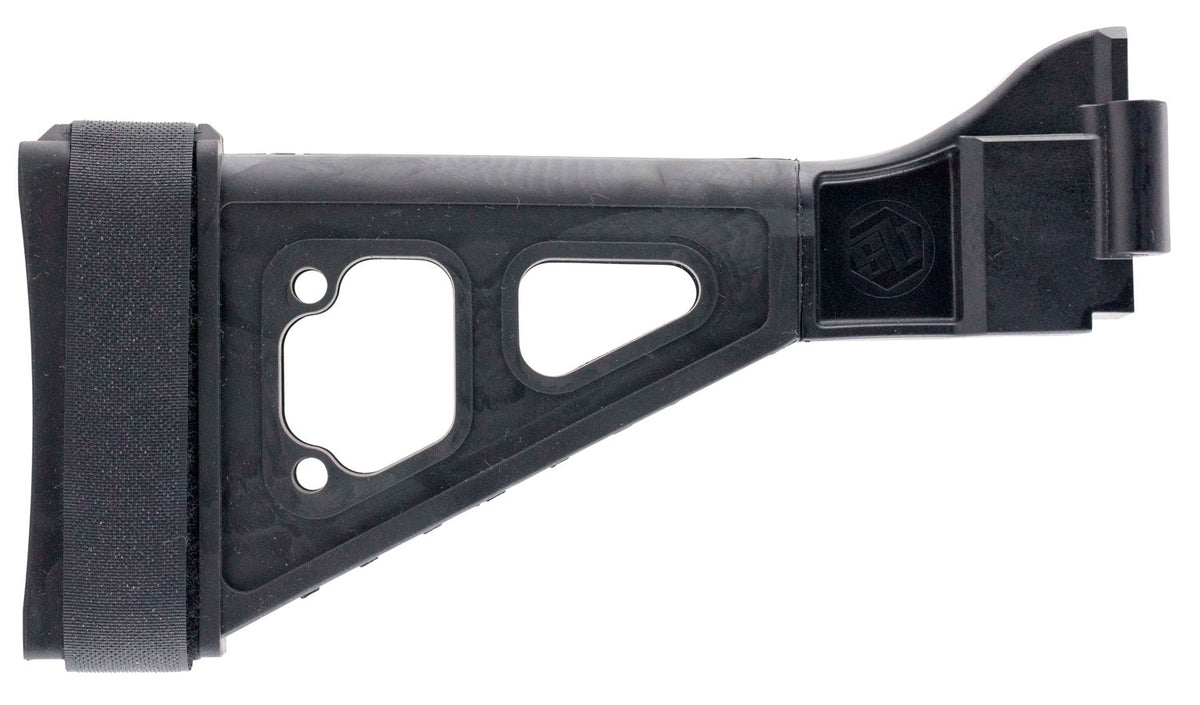 SB Tactical SBT01SB SBT  Side Folding Black Synthetic with  10.50" OAL & Nylon Strap for H&K UMP, B&T APC (Tube Not Incl