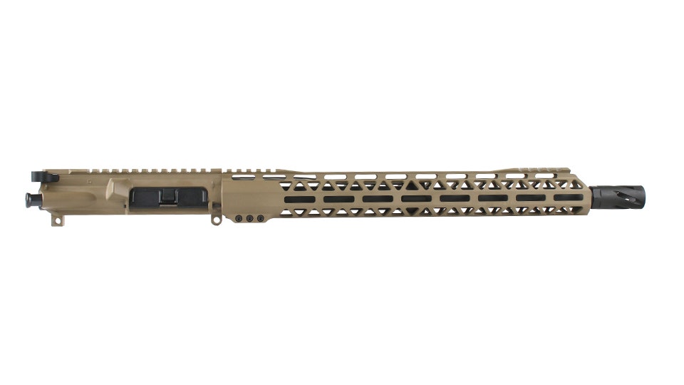 BC-15 .223 Wylde Flat Dark Earth Cerakote Forged Complete Upper Assembly, 16" Parkerized Contour Barrel, 1:7 Twist, Carbine Length Gas System, 15" M-LOK Rail