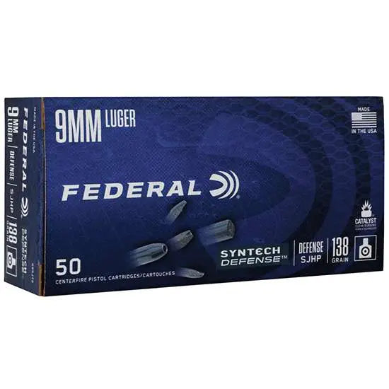 FEDERAL 9MM LUGER 138 GR SYNTECH DEFENSE 50RD 50 RD/BX 10 BX/CS