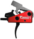 Timney Triggers 662S Targa Short Trigger  Two-Stage Curved Trigger with 2 lbs Draw Weight & Black/Red Finish for AR-Plat