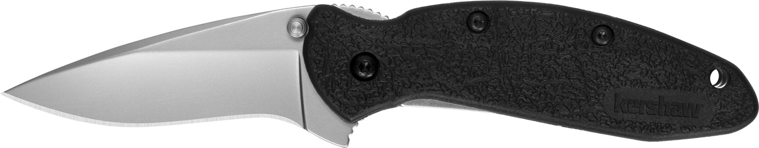 Kershaw 1620 Scallion  2.40" Folding Flipper Plain Bead Blasted 420HC SS Blade Black Glass-Filled Nylon Handle Includes 