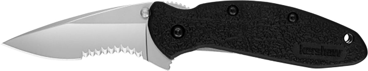 Kershaw 1620ST Scallion  2.40" Folding Drop Point Part Serrated Bead Blasted 420HC SS Blade Black Glass-Filled Nylon  Ha