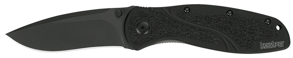 Kershaw 1670BLK Blur  3.40" Folding Drop Point w/Recurve Plain Black DLC 14C28N Steel Blade Black Anodized Aluminum Hand