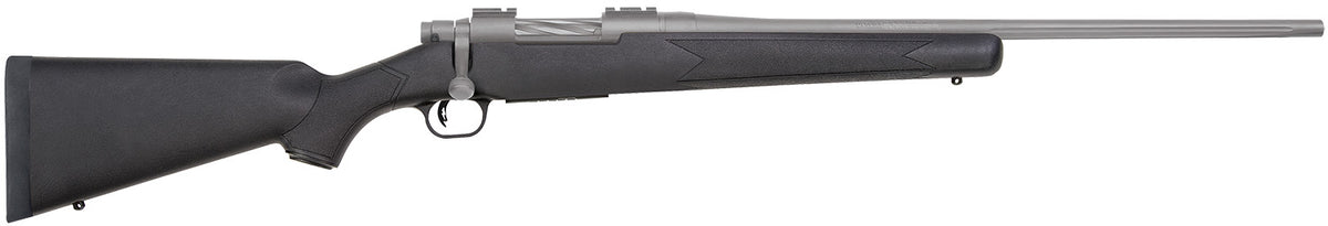 Mossberg 28005 Patriot  243 Win 5+1 22" Stainless Cerakote Fluted Barrel, Stainless Cerakote Receiver Drilled & Tapped, 