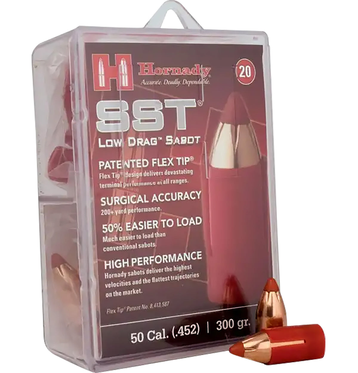 Hornady 67263 SST-ML  50Cal Sabot Super Shock Tip 300gr 20 Per Box/10 Case