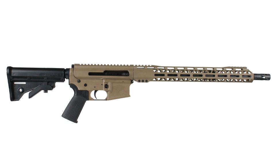 BC-15 5.56 NATO Flat Dark Earth Cerakote Side Charging Complete Rifle, 16" Black Nitride Contour Barrel, 1:7 Twist, Mid Length Length Gas System, 15" M-LOK Rail