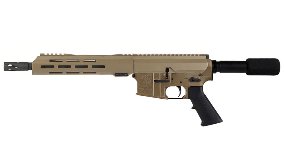 BC-15 5.56 NATO Flat Dark Earth Cerakote Side Charging Complete Pistol, 10.5" Parkerized Contour Barrel, 1:7 Twist, Carbine Length Gas System, 10" M-LOK Rail