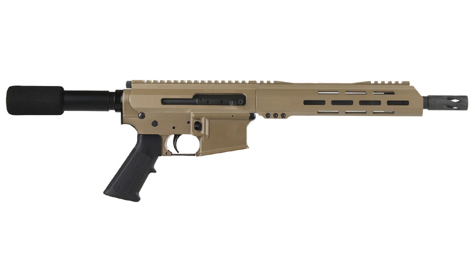 BC-15 5.56 NATO Flat Dark Earth Cerakote Side Charging Complete Pistol, 10.5" Parkerized Contour Barrel, 1:7 Twist, Carbine Length Gas System, 10" M-LOK Rail
