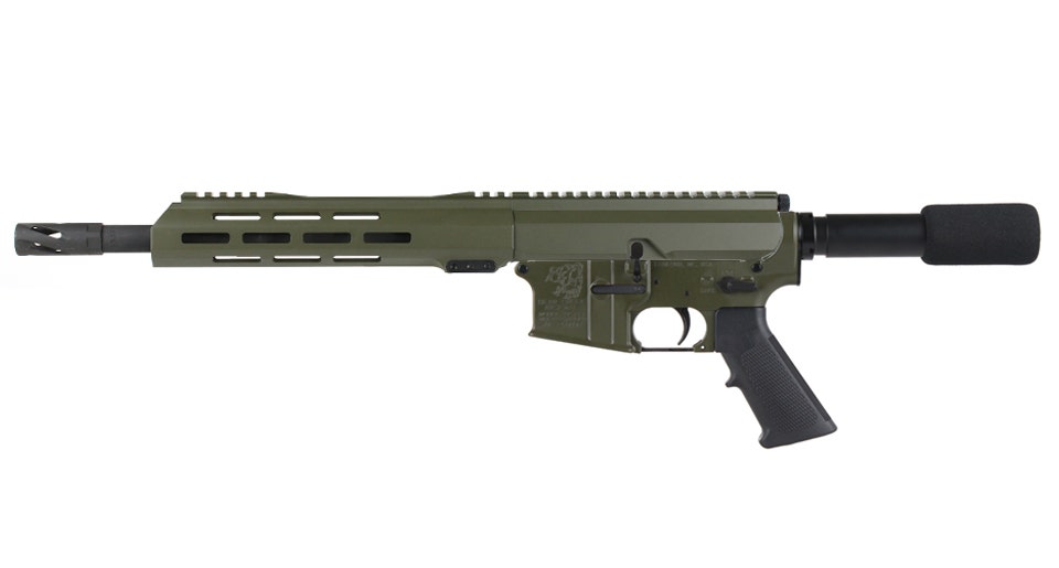 BC-15 5.56 NATO Olive Drab Green Cerakote Side Charging Complete Pistol, 11.5" Parkerized Contour Barrel, 1:7 Twist, Carbine Length Gas System, 10" M-LOK Rail