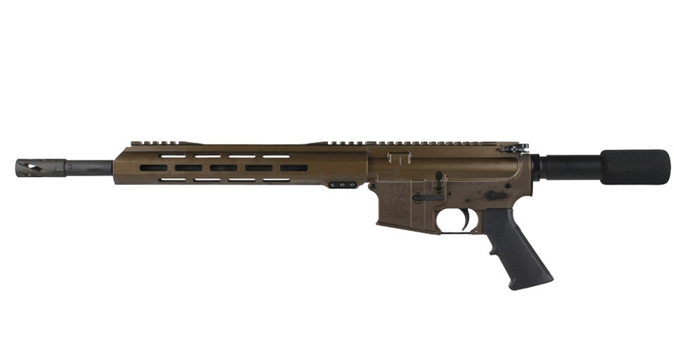 BC-15 5.56 NATO Midnight Bronze Cerakote Pistol, 14.5" Parkerized Contour Barrel, 1:7 Twist, Carbine Length Gas System, 12" M-LOK Rail