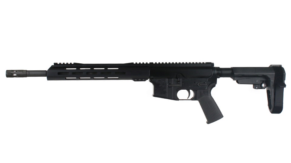 BC-15 5.56 NATO Side Charging Complete Pistol, 14.5" Parkerized Contour Barrel, 1:7 Twist, Carbine Length Gas System, 12" M-LOK Rail, Brace