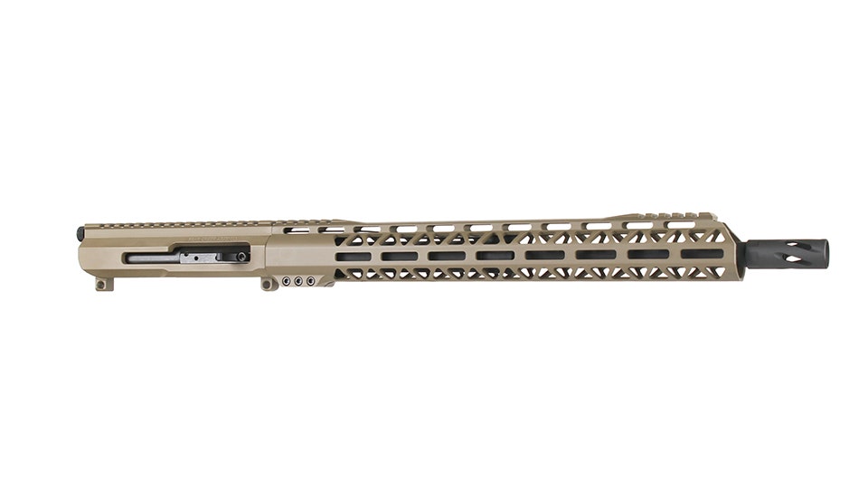 .17 HMR Flat Dark Earth Cerakote Side Charging Complete Upper Assembly, 16" Parkerized Heavy Barrel, 1:9 Twist, 15" M-LOK Rail
