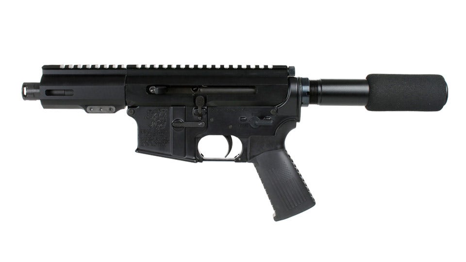 BC-15 | 5.56 NATO Left Side Charging Right Eject Complete Pistol w/ Micro Flash Hider | 4.5" Parkerized Heavy Barrel | 1:7 Twist | Forged Lower | Micropistol Length Gas System | MLOK Split Rail