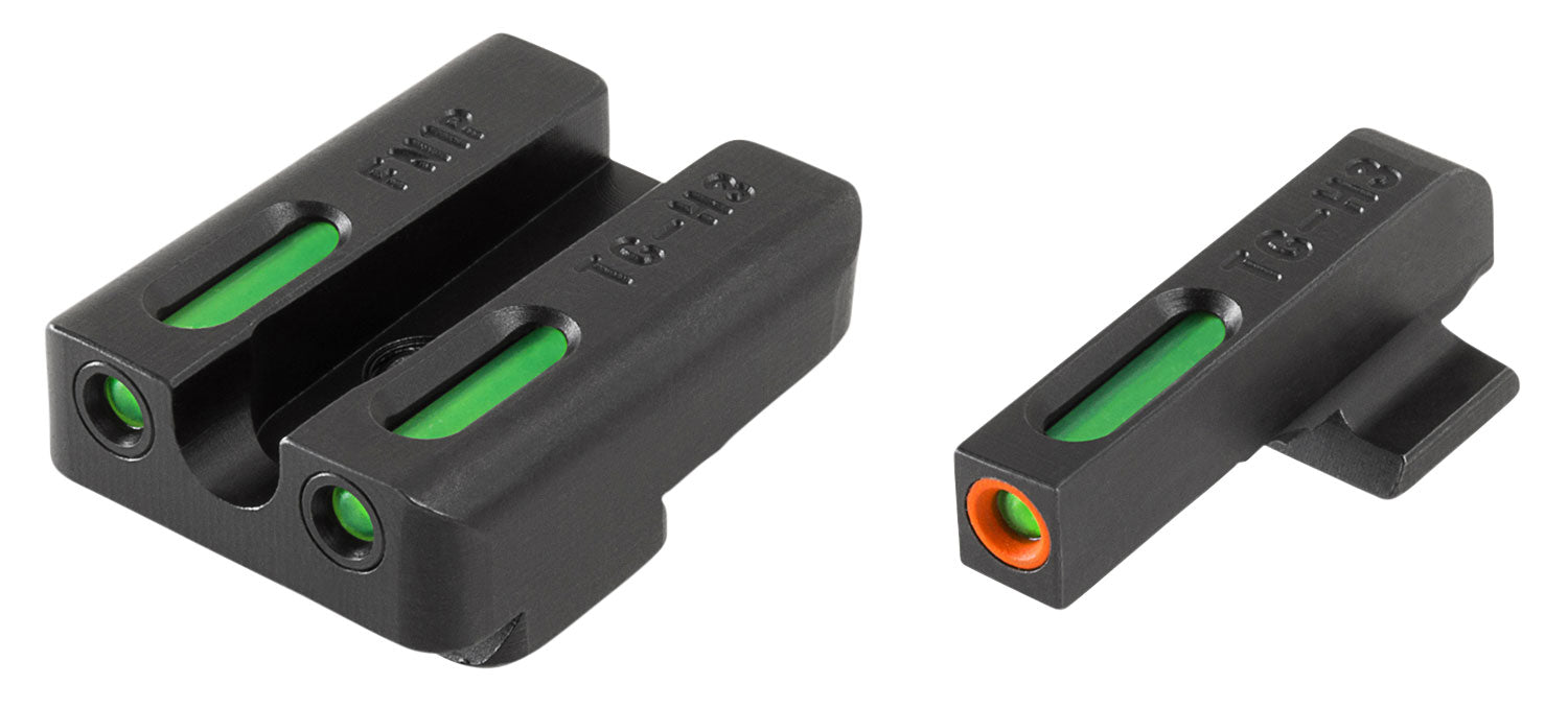 TruGlo TG13FN2PC TFX Pro  Black | Green Tritium & Fiber Optic Orange Outline Front Sight Green Tritium & Fiber Optic Rea