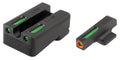 TruGlo TG13KM1PC TFX Pro  Black | Green Tritium & Fiber Optic Orange Outline Front Sight Green Tritium & Fiber Optic Rea