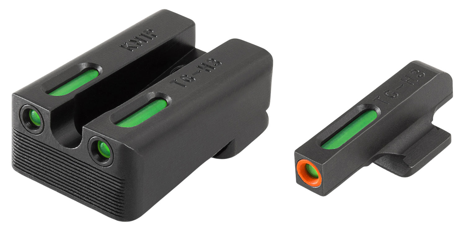 TruGlo TG13KM1PC TFX Pro  Black | Green Tritium & Fiber Optic Orange Outline Front Sight Green Tritium & Fiber Optic Rea