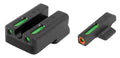 TruGlo TG13NV1PC TFX Pro  Black | Green Tritium & Fiber Optic Orange Outline Front Sight Green Tritium & Fiber Optic Rea