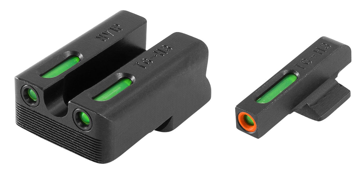TruGlo TG13NV1PC TFX Pro  Black | Green Tritium & Fiber Optic Orange Outline Front Sight Green Tritium & Fiber Optic Rea