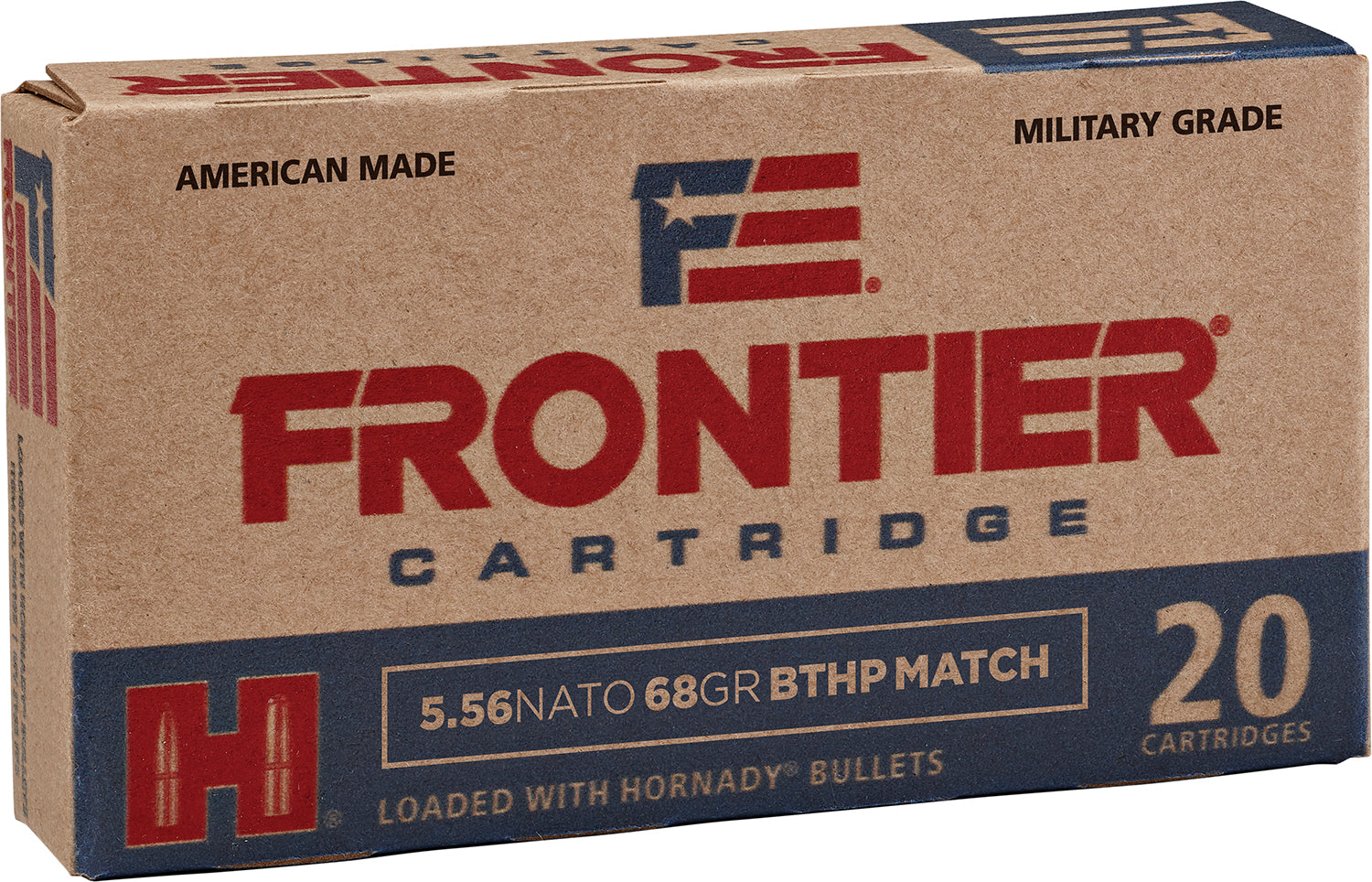Frontier Cartridge FR310 Military Grade Centerfire Rifle 5.56x45mmNATO 68gr Hollow Point Boat Tail Match 20 Per Box/25 C